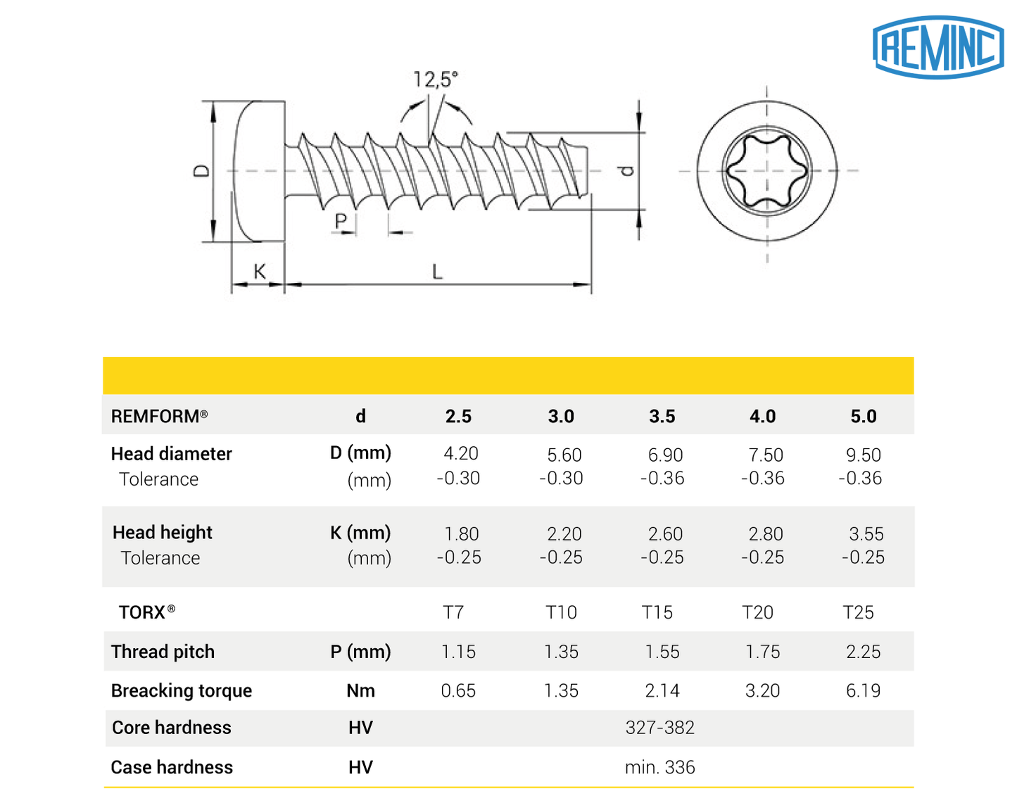 Wkręt ocynkowany REMFORM®, łeb cylindryczny TORX®
